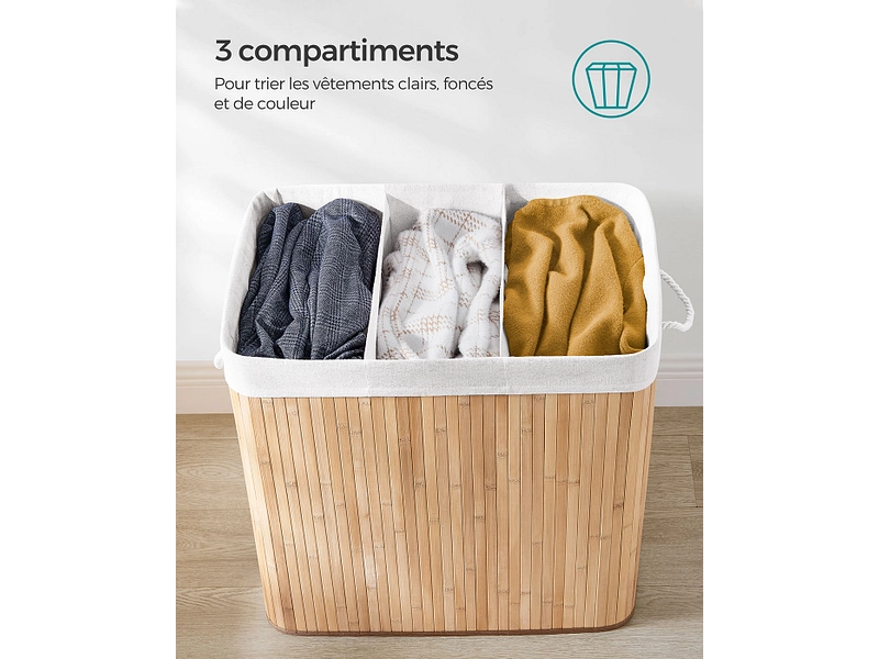 SONGMICS Portabiancheria LAVONA legno naturale