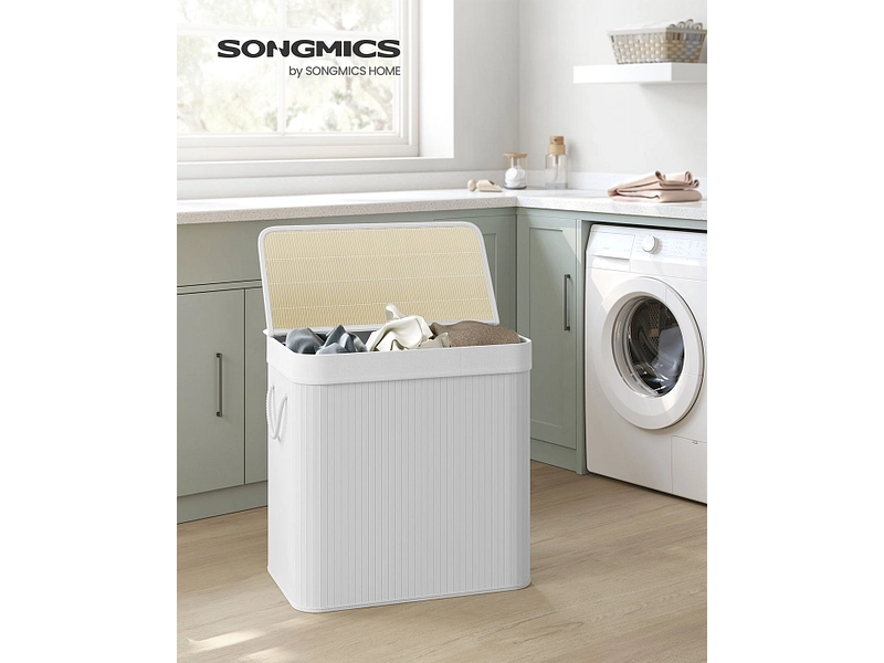 SONGMICS Wäschekorb LAVONA weiss