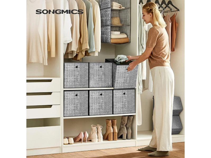 SONGMICS Wäschekorb OXO grau