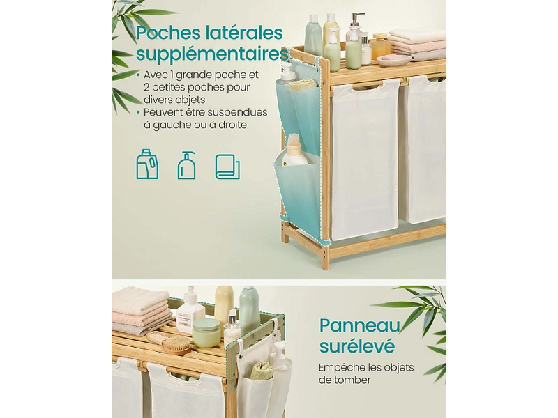 SONGMICS Panier à linge DUOLIN bois naturel