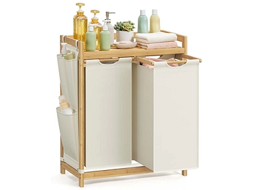 SONGMICS Wäschekorb DUOLIN natürliches holz