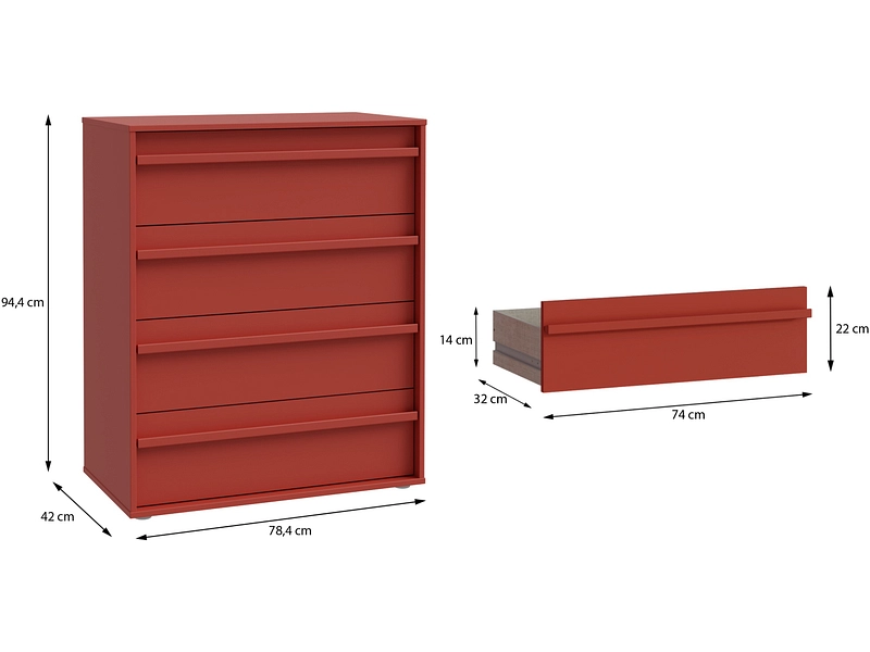Kommode CANCHOA 4 Schubladen
