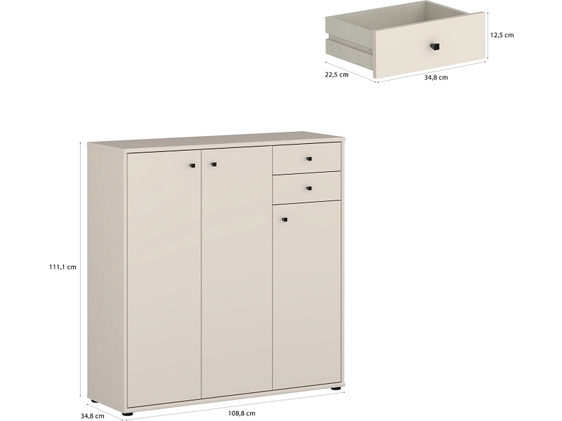 Kommode TEMPRA 2 3 Türen 2 Schubladen