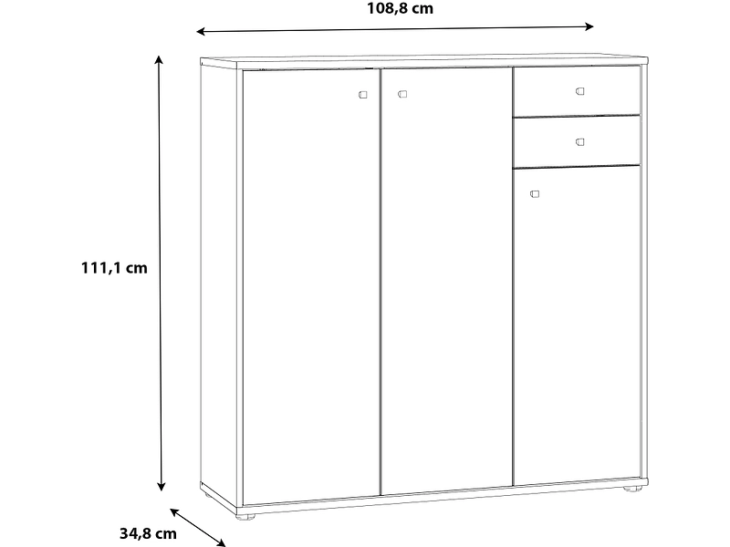 Kommode TEMPRA 2 3 Türen 2 Schubladen