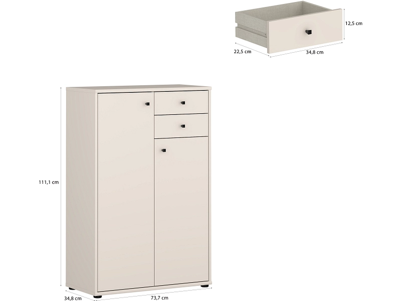 Comò TEMPRA 2 2 ante 2 cassetti