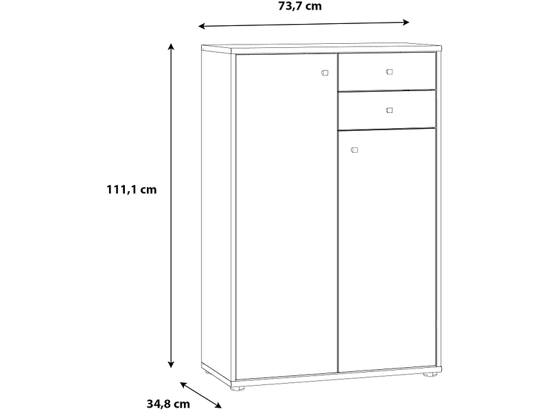 Comò TEMPRA 2 2 ante 2 cassetti