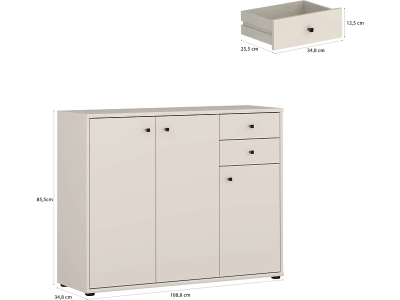 Kommode TEMPRA 2 3 Türen 2 Schubladen