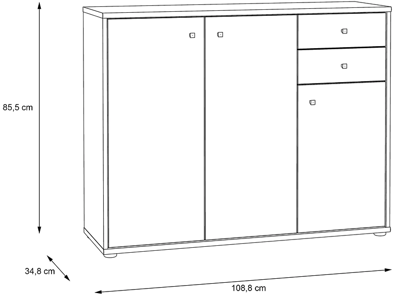 Kommode TEMPRA 2 3 Türen 2 Schubladen