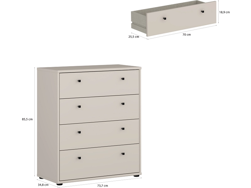 Kommode TEMPRA 2 4 Schubladen