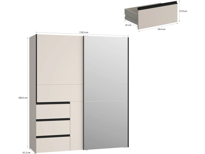 Armoire portes coulissantes SUNLIGHT sable