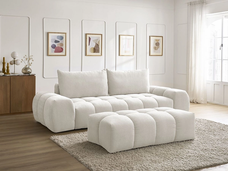 Canapé 3 places avec pouf BOBOCHIC EVEREST