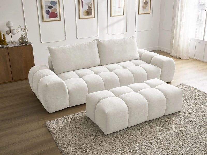 Canapé 3 places avec pouf BOBOCHIC EVEREST