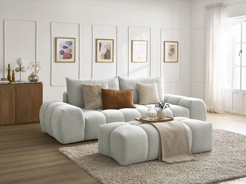 Canapé 3 places avec pouf BOBOCHIC EVEREST