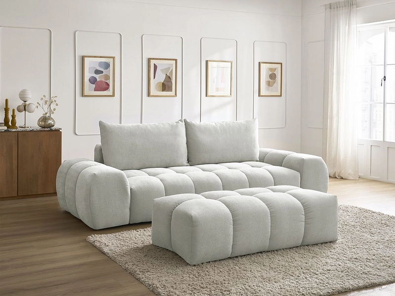 Canapé 3 places avec pouf BOBOCHIC EVEREST