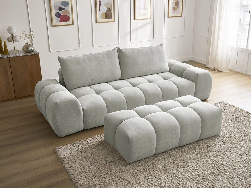 Canapé 3 places avec pouf BOBOCHIC EVEREST