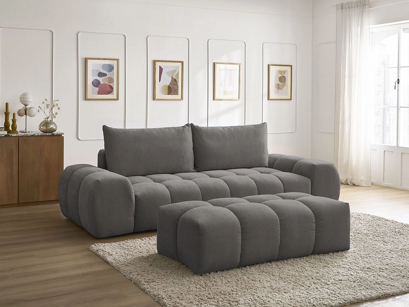 Canapé 3 places avec pouf BOBOCHIC EVEREST