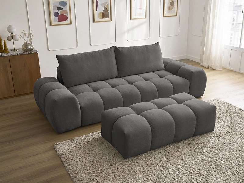 Canapé 3 places avec pouf BOBOCHIC EVEREST