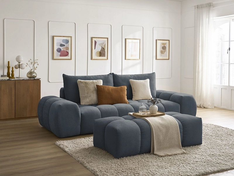 Canapé 3 places avec pouf BOBOCHIC EVEREST