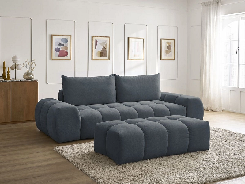 Canapé 3 places avec pouf BOBOCHIC EVEREST