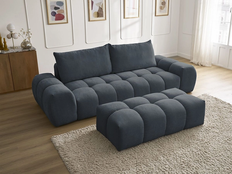 Canapé 3 places avec pouf BOBOCHIC EVEREST