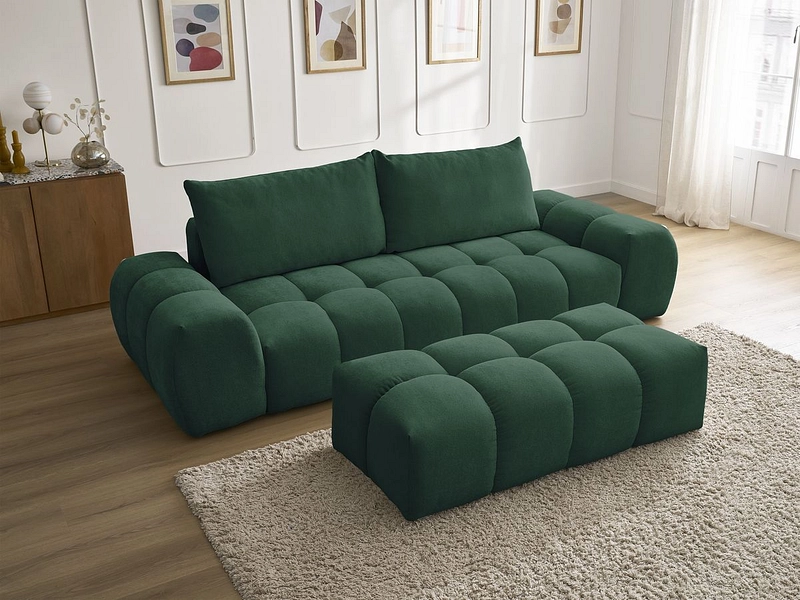 Canapé 3 places avec pouf BOBOCHIC EVEREST