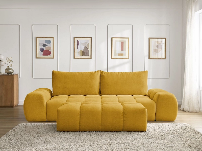 Canapé 3 places avec pouf BOBOCHIC EVEREST