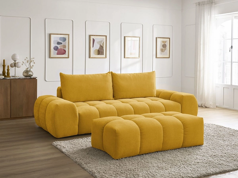 Canapé 3 places avec pouf BOBOCHIC EVEREST