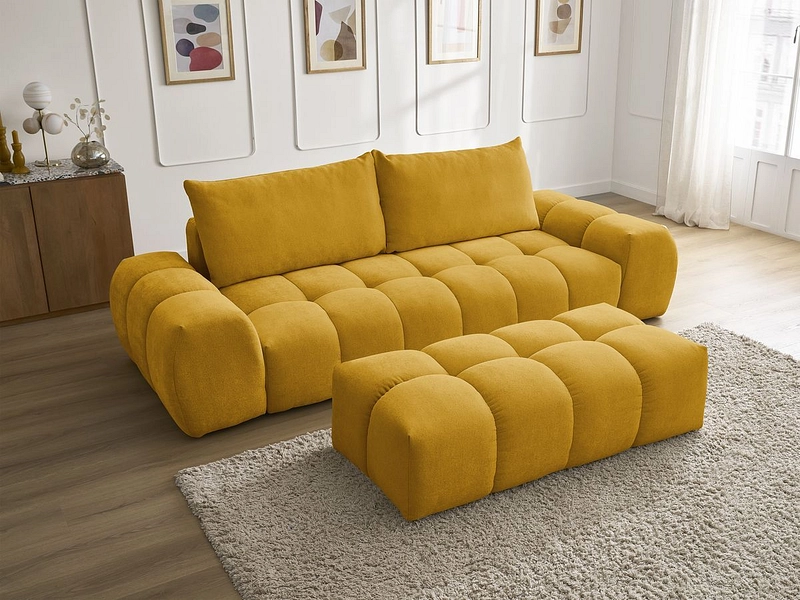 Canapé 3 places avec pouf BOBOCHIC EVEREST