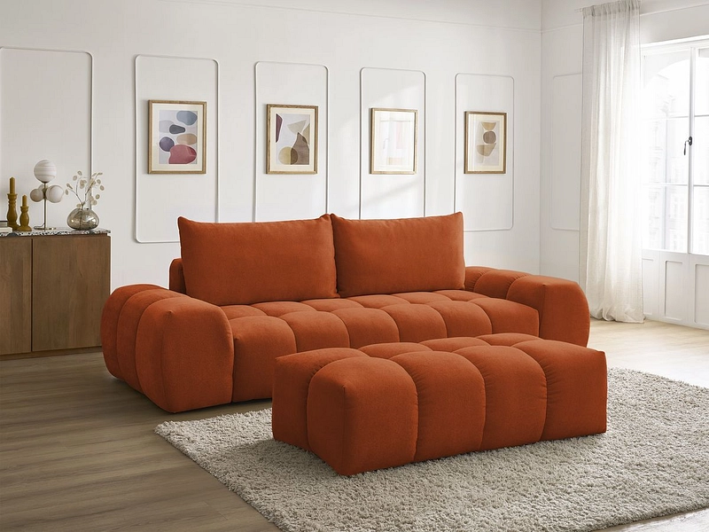 Canapé 3 places avec pouf BOBOCHIC EVEREST