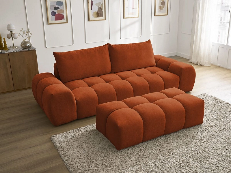 Canapé 3 places avec pouf BOBOCHIC EVEREST