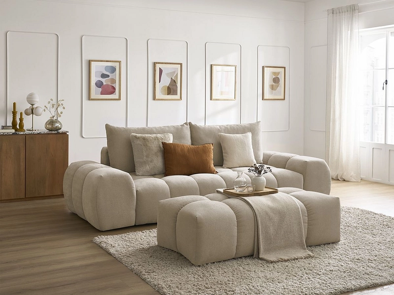 Canapé 3 places avec pouf BOBOCHIC EVEREST