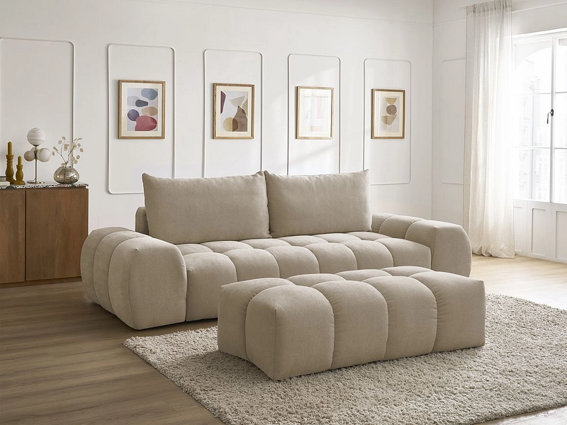 Canapé 3 places avec pouf BOBOCHIC EVEREST