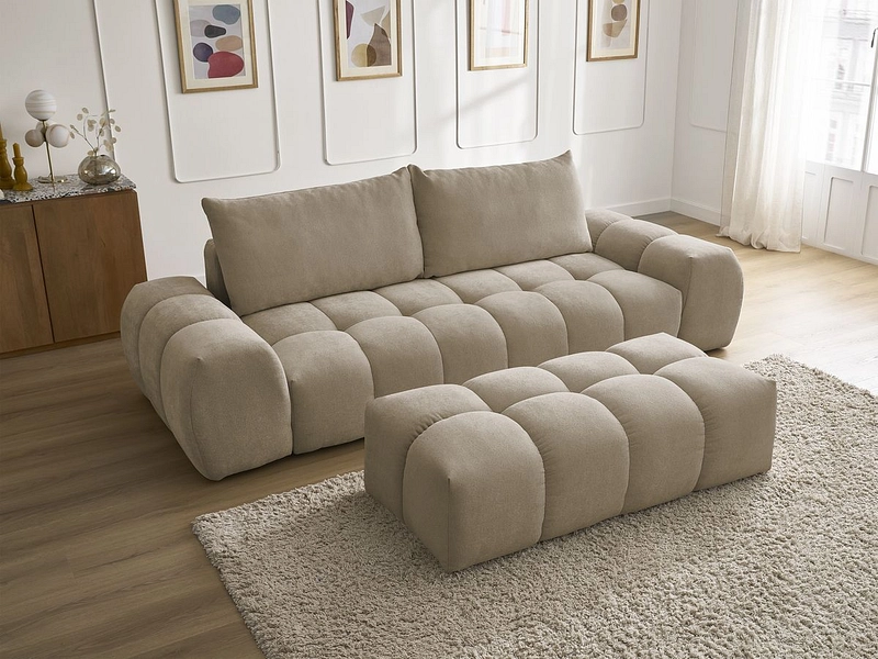 Canapé 3 places avec pouf BOBOCHIC EVEREST
