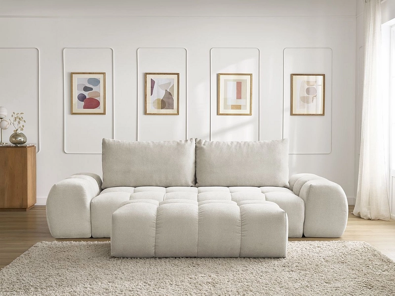 Canapé 3 places avec pouf BOBOCHIC EVEREST