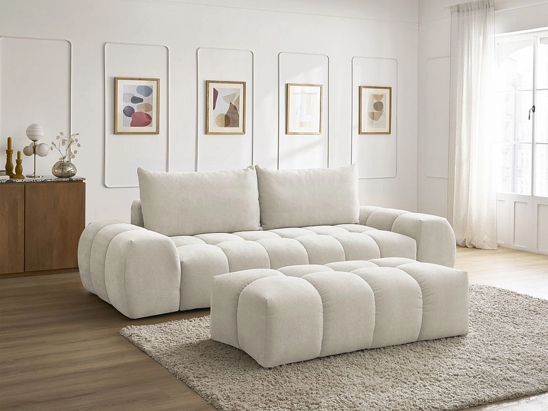 Canapé 3 places avec pouf BOBOCHIC EVEREST