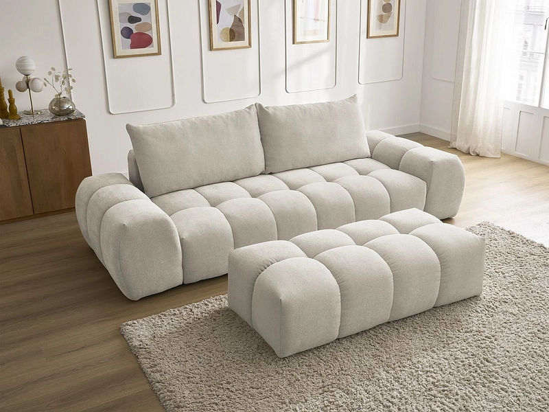 Canapé 3 places avec pouf BOBOCHIC EVEREST