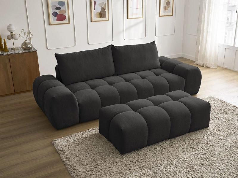 Canapé 3 places avec pouf BOBOCHIC EVEREST