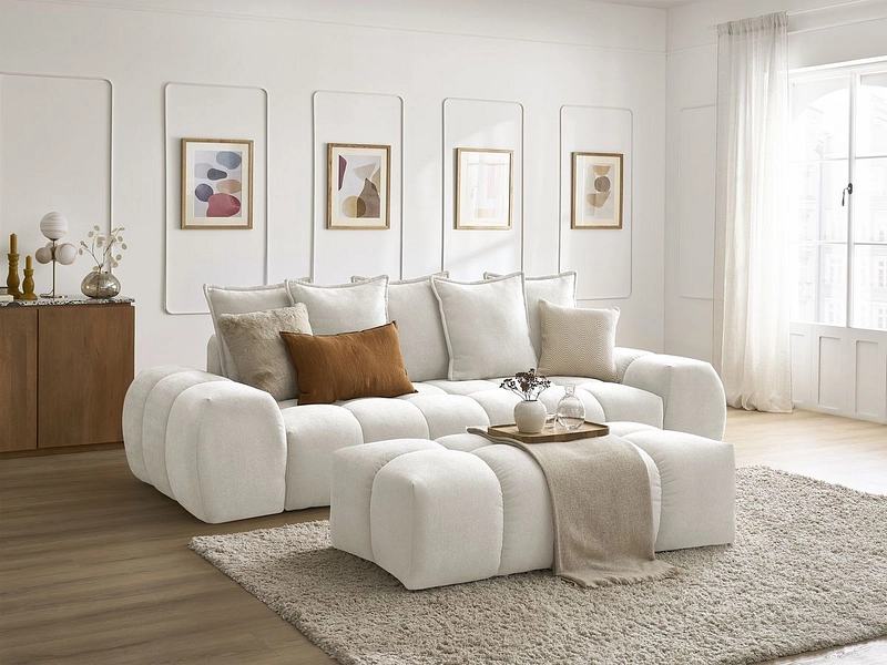 Canapé 3 places avec pouf BOBOCHIC EVEREST