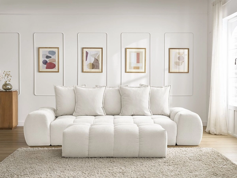 Canapé 3 places avec pouf BOBOCHIC EVEREST