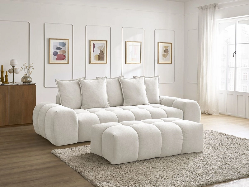 Canapé 3 places avec pouf BOBOCHIC EVEREST