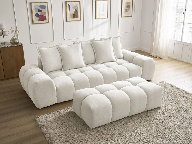 Canapé 3 places avec pouf BOBOCHIC EVEREST
