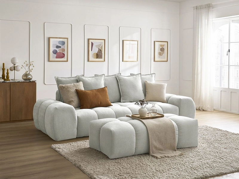 Canapé 3 places avec pouf BOBOCHIC EVEREST