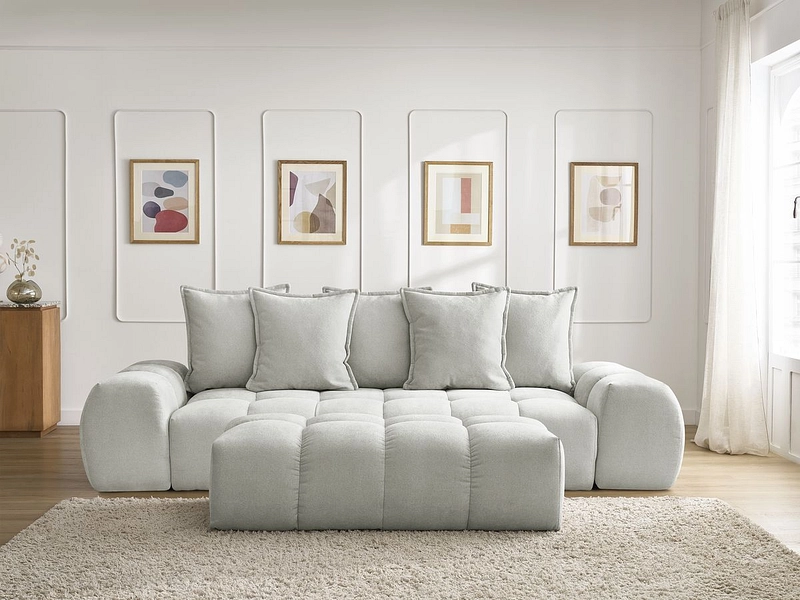 Canapé 3 places avec pouf BOBOCHIC EVEREST