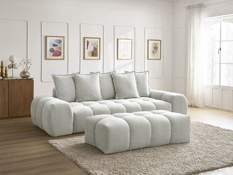 Canapé 3 places avec pouf BOBOCHIC EVEREST