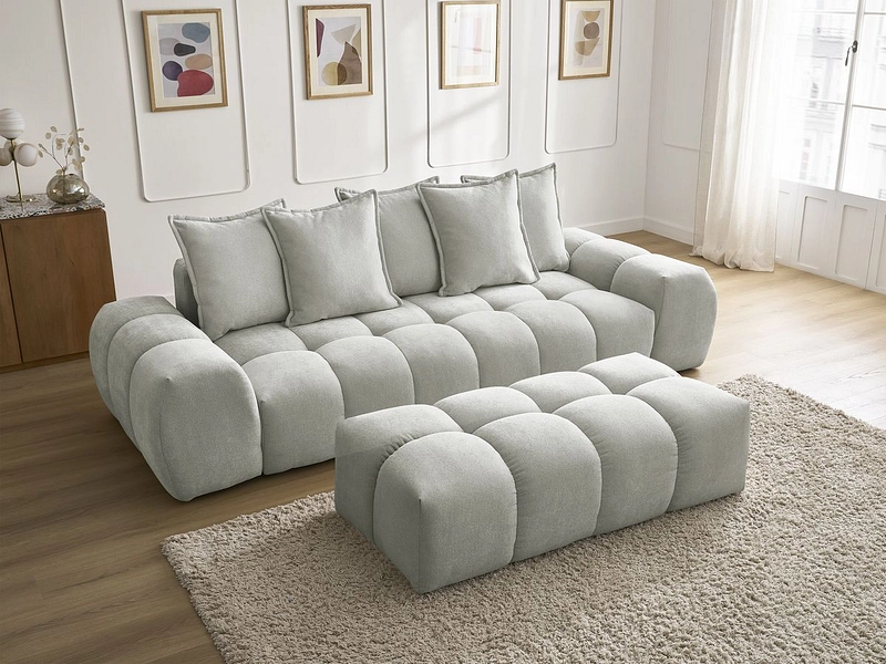 Canapé 3 places avec pouf BOBOCHIC EVEREST