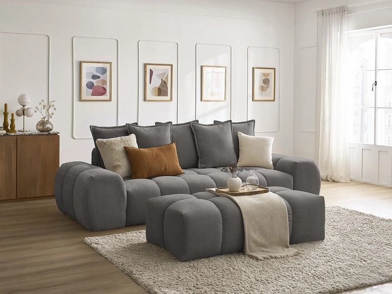 Canapé 3 places avec pouf BOBOCHIC EVEREST