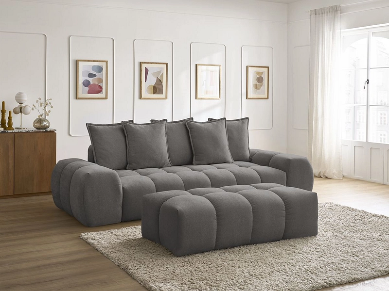 Canapé 3 places avec pouf BOBOCHIC EVEREST