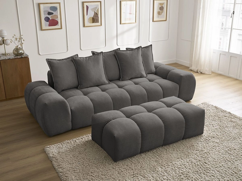 Canapé 3 places avec pouf BOBOCHIC EVEREST