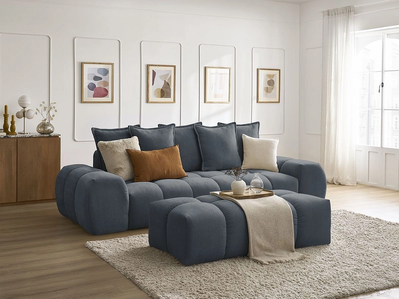 Canapé 3 places avec pouf BOBOCHIC EVEREST