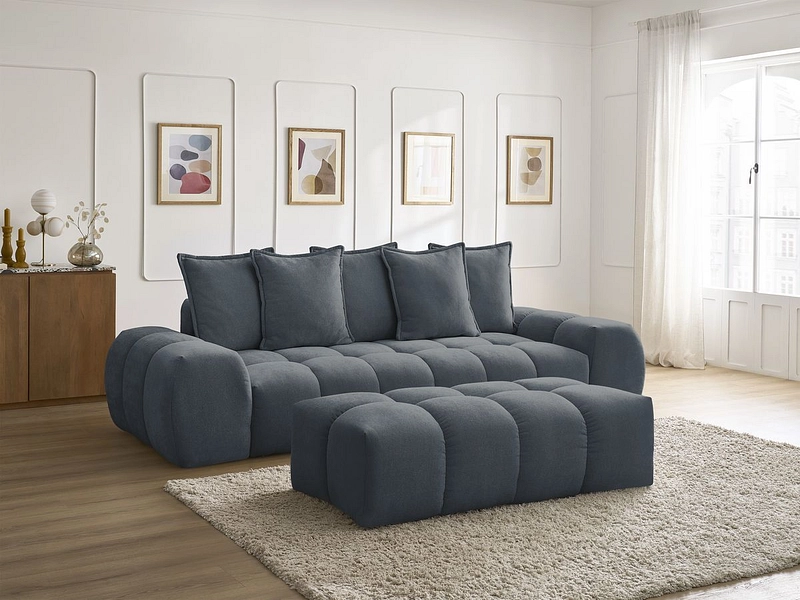 Canapé 3 places avec pouf BOBOCHIC EVEREST